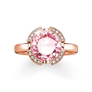 THOMAS SABO SOLITAIRE RING "SIGNATURE LINE PINK PAVÉ"